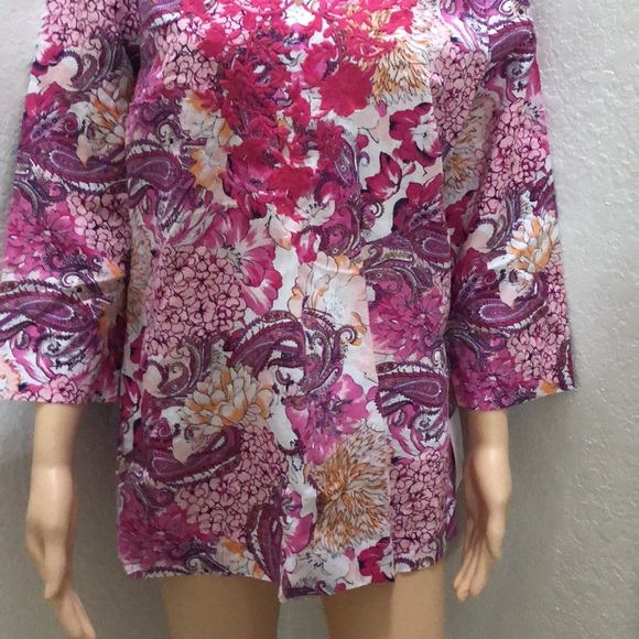 Charter Club Linen-Blend Embroidered -Neck Printed Tunic - Picture 5 of 11